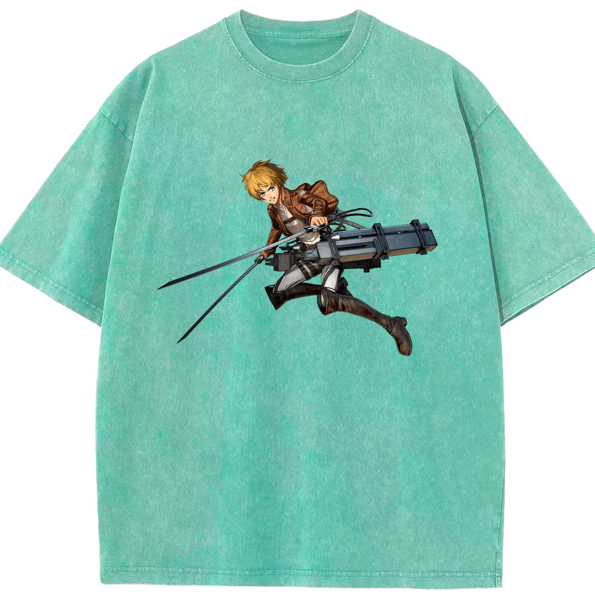 （画像用） 進撃の巨人 アルミン·アルレルト Attack on Titan Armin Arlert 綿100% ヴィンテージ風 半袖Tシャツ（フロントプリント）